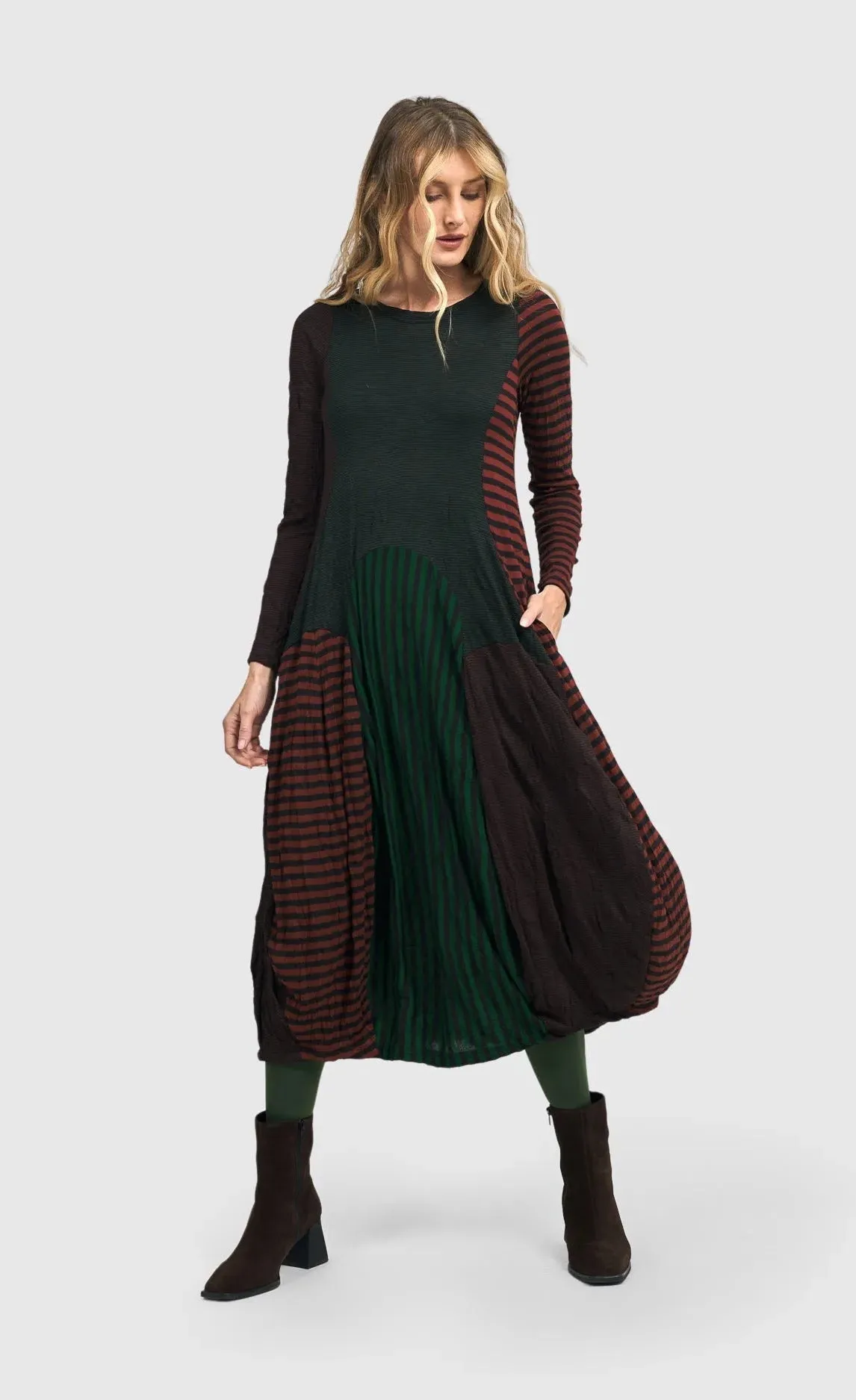 Alembika Juno Stripes Crew Cocoon Dress