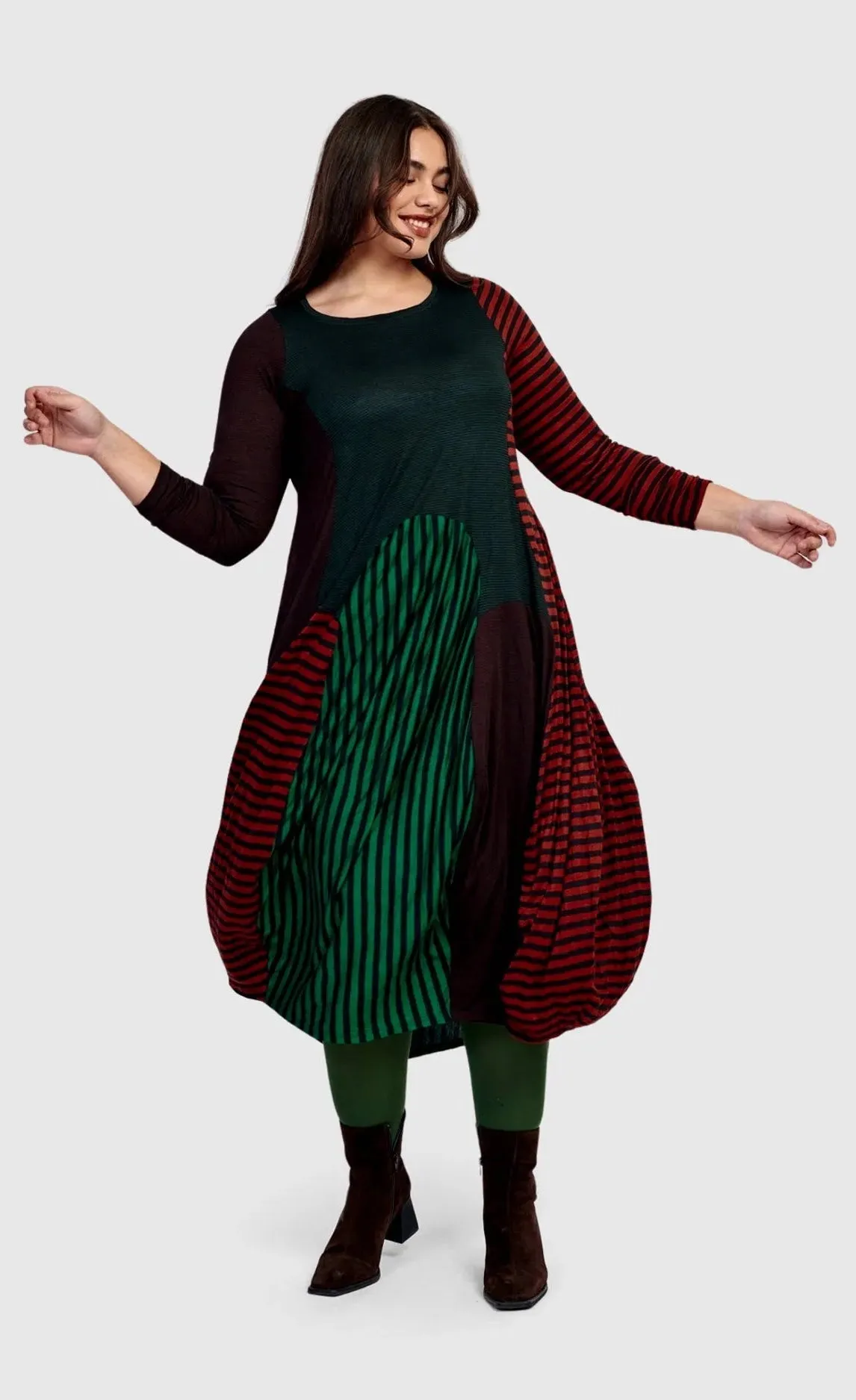 Alembika Juno Stripes Crew Cocoon Dress