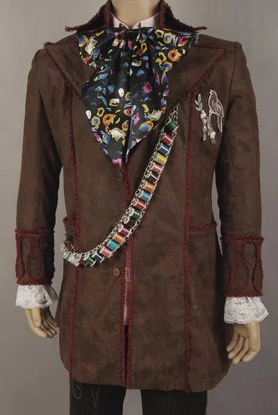 Alice In Wonderland Johnny Depp Mad Hatter Jacket Pants Tie 6 pcs Costume