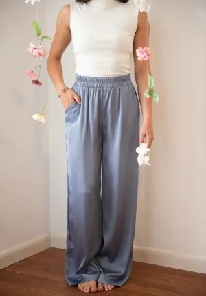 Alicia Satin Pants (Blue)