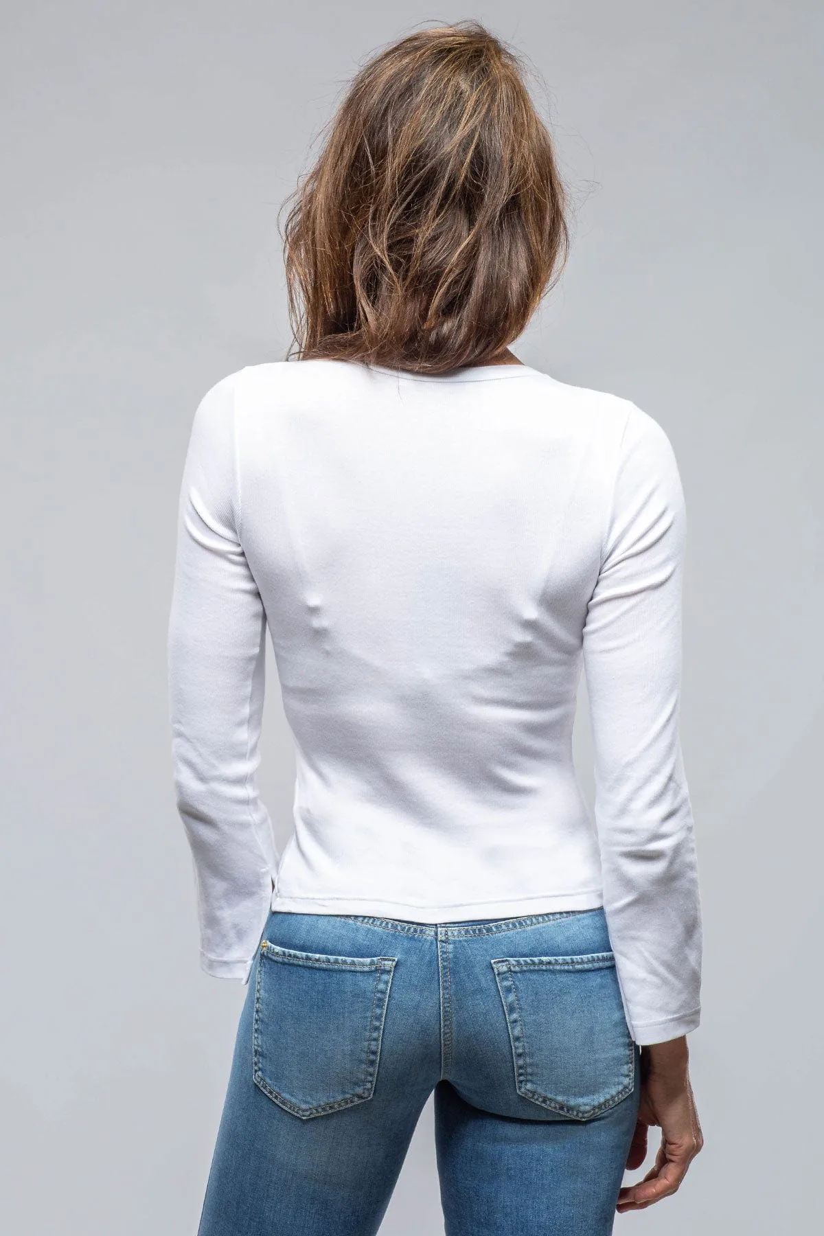 Alisa Ribbed Crew Neck Top In White