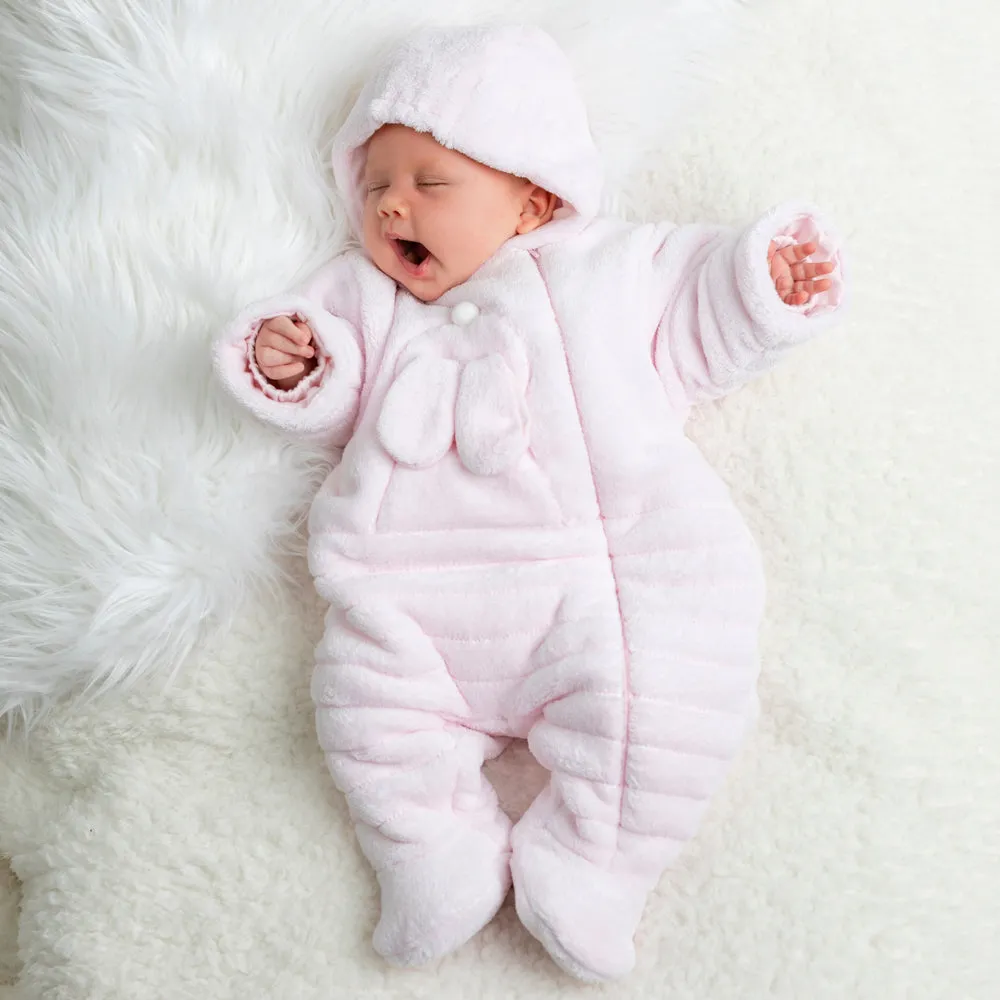 Alison Pink Fleece Baby Pramsuit