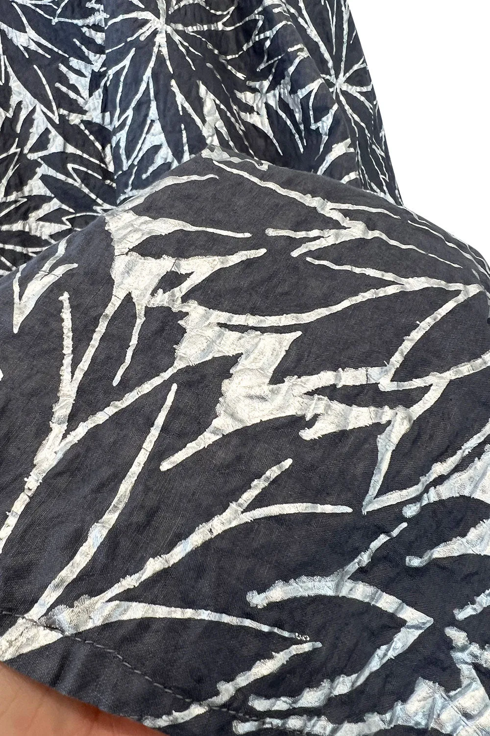 Amazing 1950s Fred Perlberg Hand Painted Silver & Gray Strapless Dress w Pleated Shelf Bust