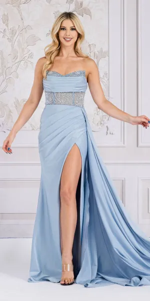 Amelia Couture TM1005 Strapless Pointed Sweetheart Sheer Bustier Bodice Dress