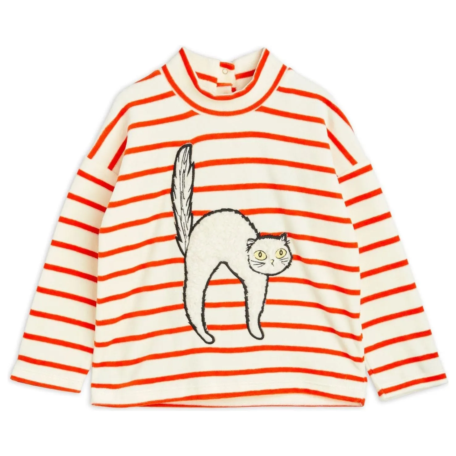 Angry Cat Stripe Application Velour Sweatshirt