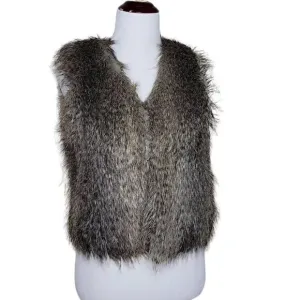 Ann Taylor Faux Fur Vest Brown XS