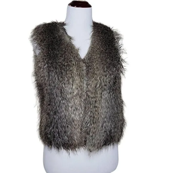 Ann Taylor Faux Fur Vest Brown XS