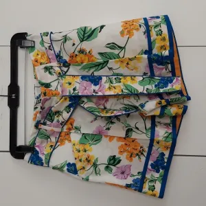 Ann Taylor Multicolored Floral Tie Waist Shorts with Blue Piping Size 2 NWT