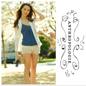 Anthropologie Cream Lace Shorts