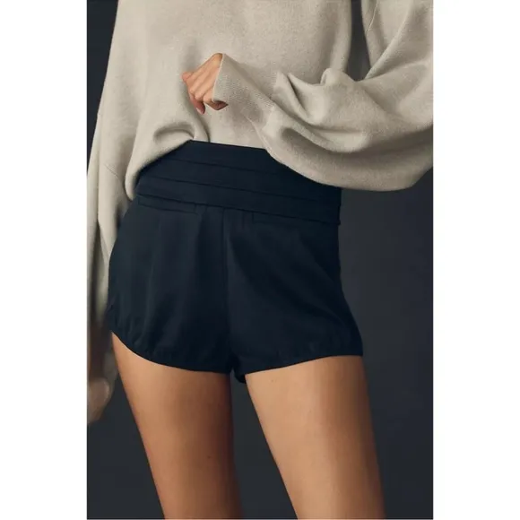 ANTHROPOLOGIE PILCRO PREPPY TUX HIGH WAISTED SHORTS BLACK SIZE 30 NEW