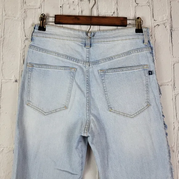 Anthropologie Pilcro The Vintage Straight Leg Light Wash Aztec Design Side Jeans