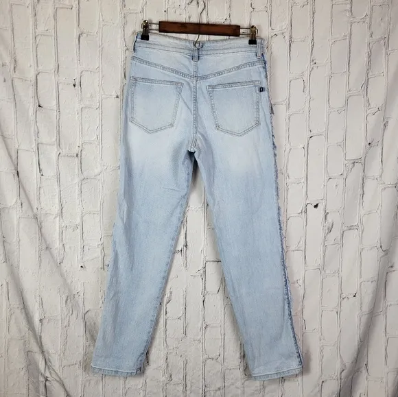Anthropologie Pilcro The Vintage Straight Leg Light Wash Aztec Design Side Jeans