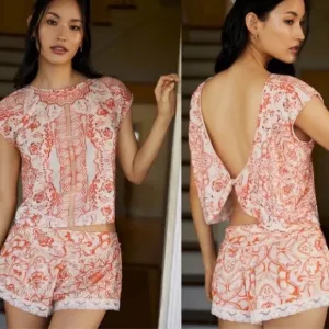 Anthropologie Two-Piece Knit Short Set