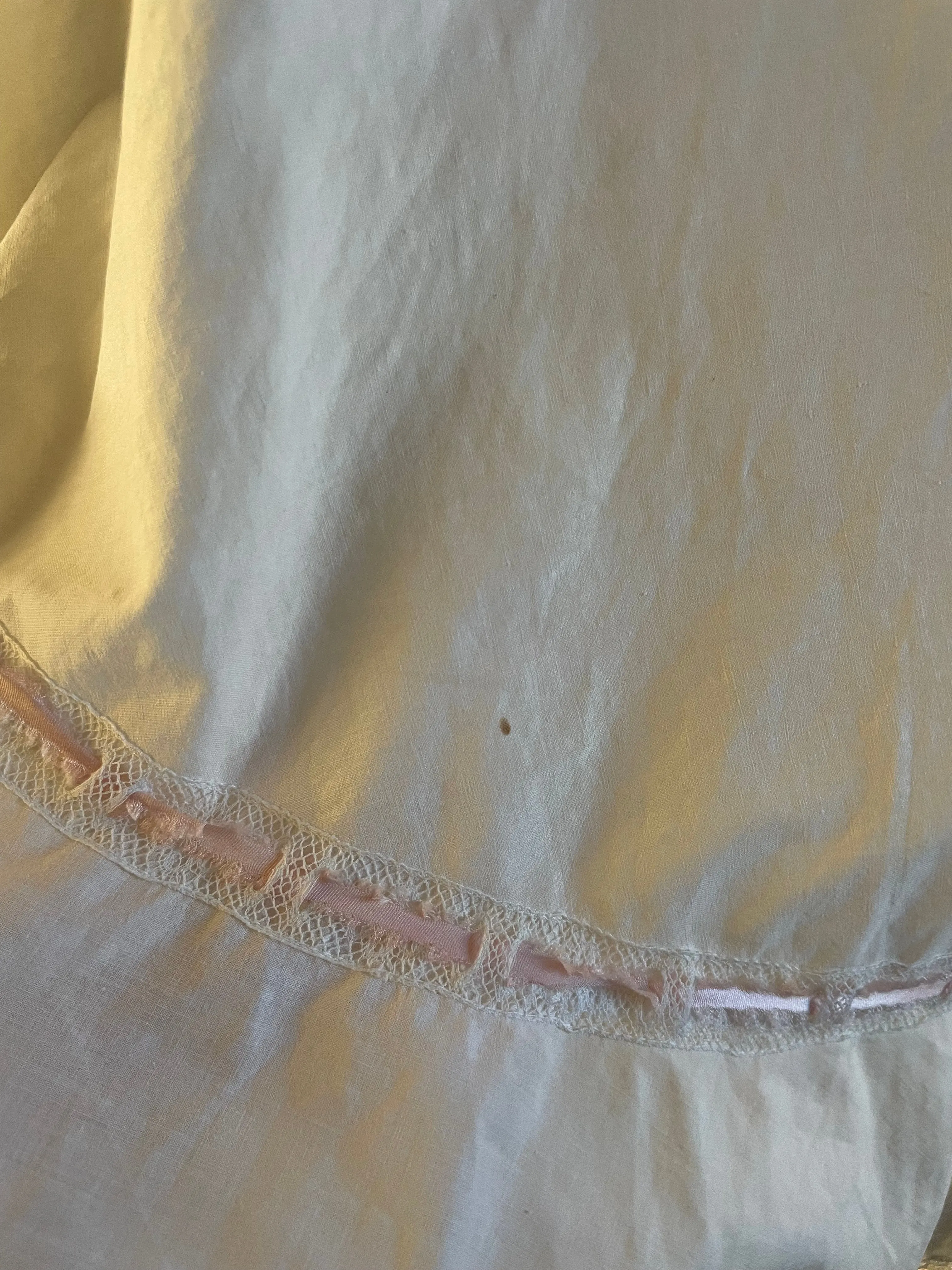 Antique Tie Waist Split Hem Cotton Bloomers w/ Ribbons