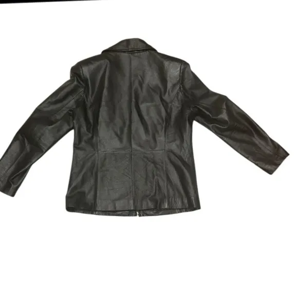 AR Leather Jacket Full Zip Black Collared Outerwear Coat Size M