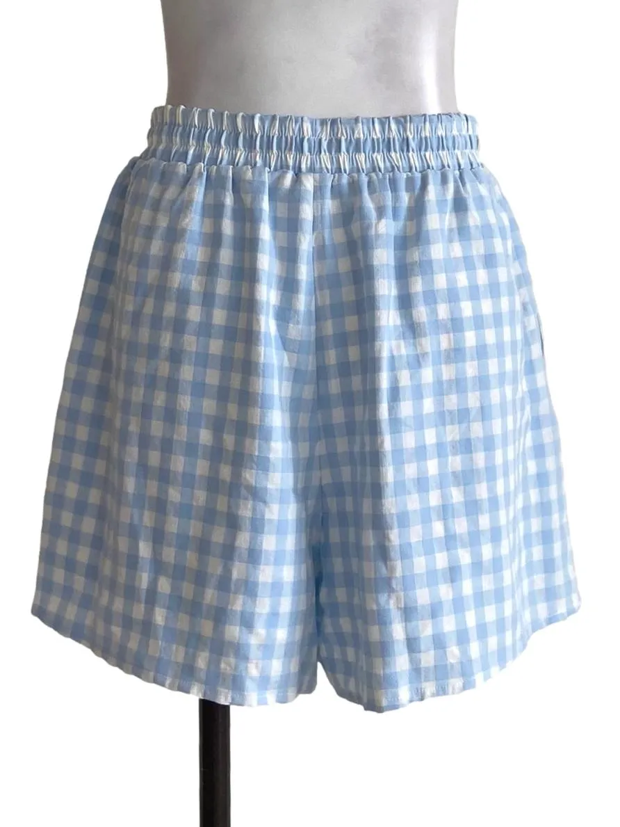 Arctic Blue Gingham Shorts Pants