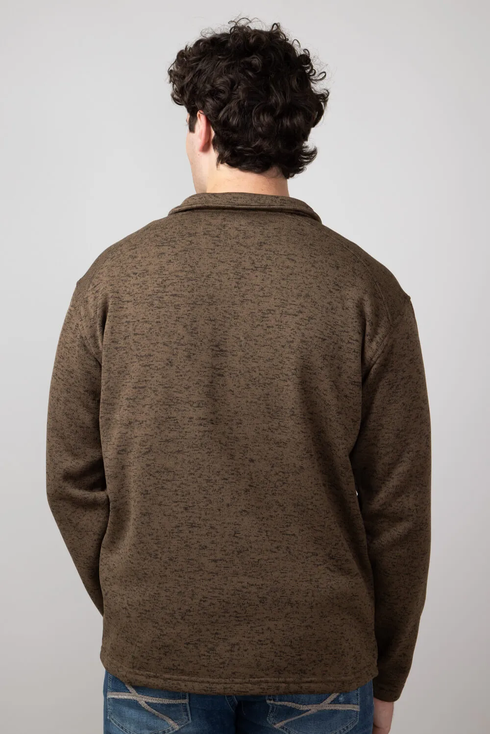Ariat Caldwell ¼ Zip Logo Sweater for Men in Dark Brown Heather | 10052972-DKBROWNHEATHER