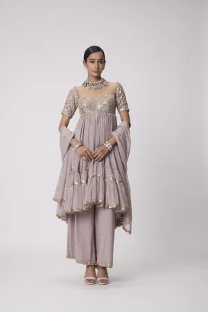 Ash Pink High Low Kurta Set