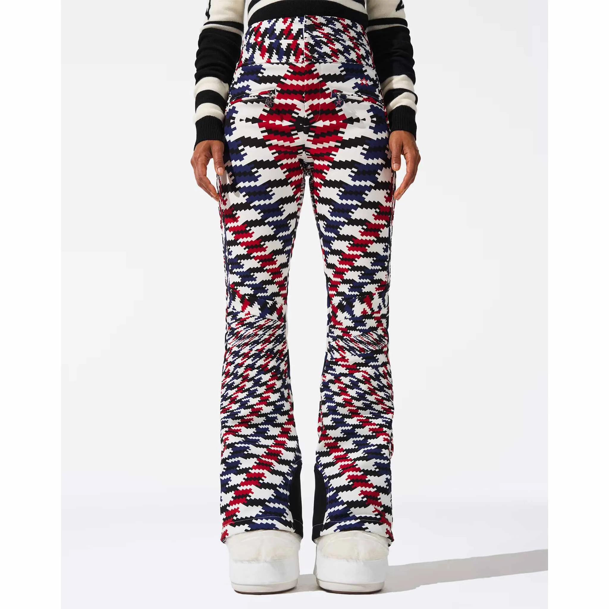 Aurora High Waist Flare Pant in Twisted Houndstooth