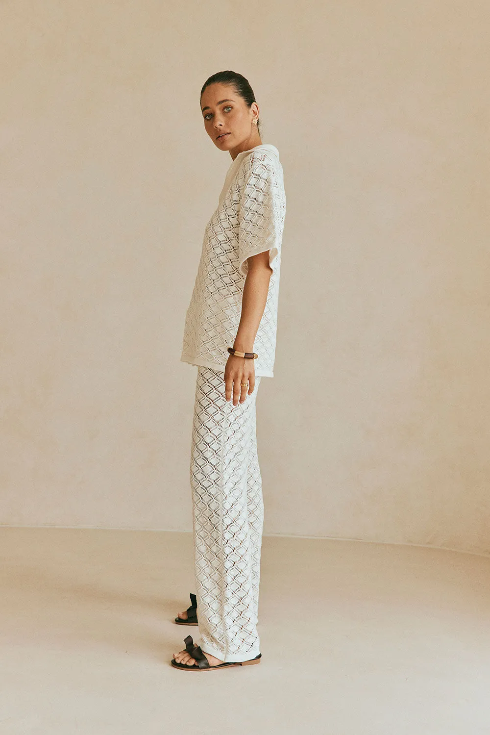 Aya Pants - White Knit