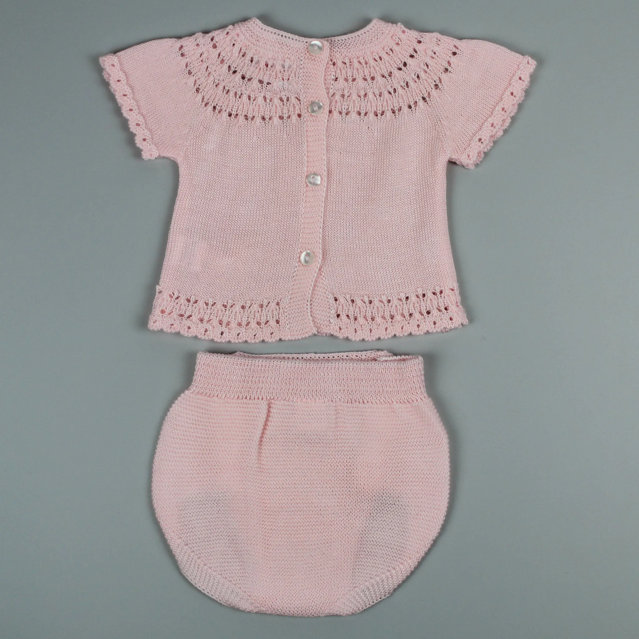 Baby Girls Pink Two-Piece Short Sleeve Outfit