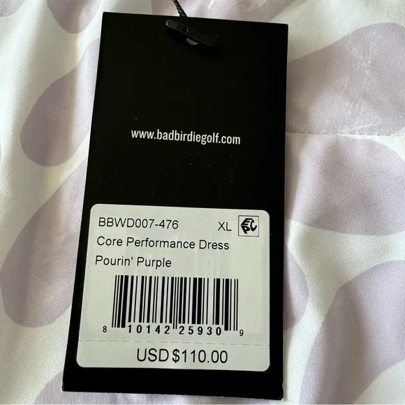 Bad Birdie Core Performance Dress NWT size XL Pourin’ Purple Floral Golf Tennis