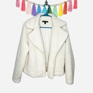 Banana Republic Faux Sherling Sherpa Open Front Outerwear Cream Jacket Small