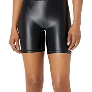 BANDIER ALL ACCESS CENTER STAGE BIKER SHORTS IN BLACK SHINE