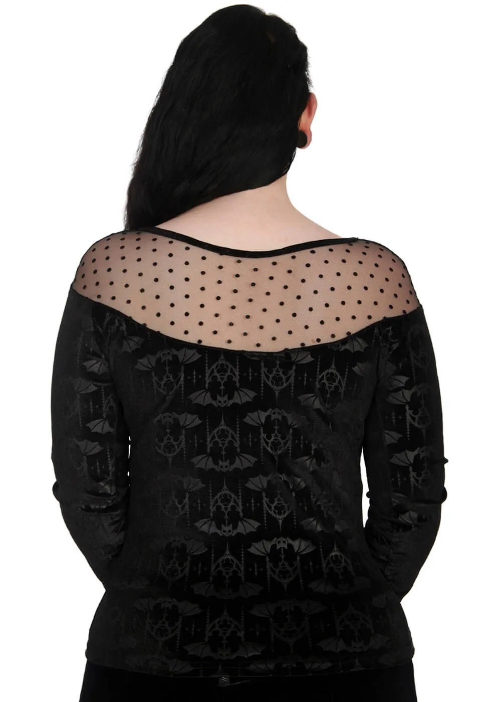 Banned Alternative Velvet Bat Top Black
