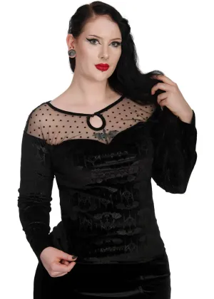 Banned Alternative Velvet Bat Top Black