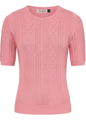 Banned Ruby Heart Jumper Blush Pink