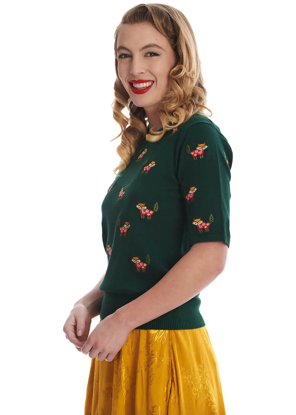 Banned Scandi Fox 40's Jumper Green