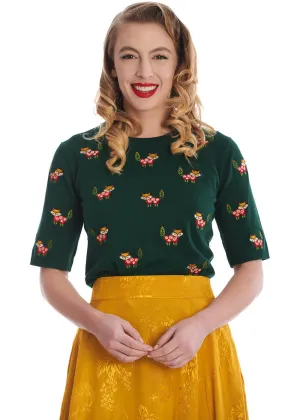 Banned Scandi Fox 40's Jumper Green