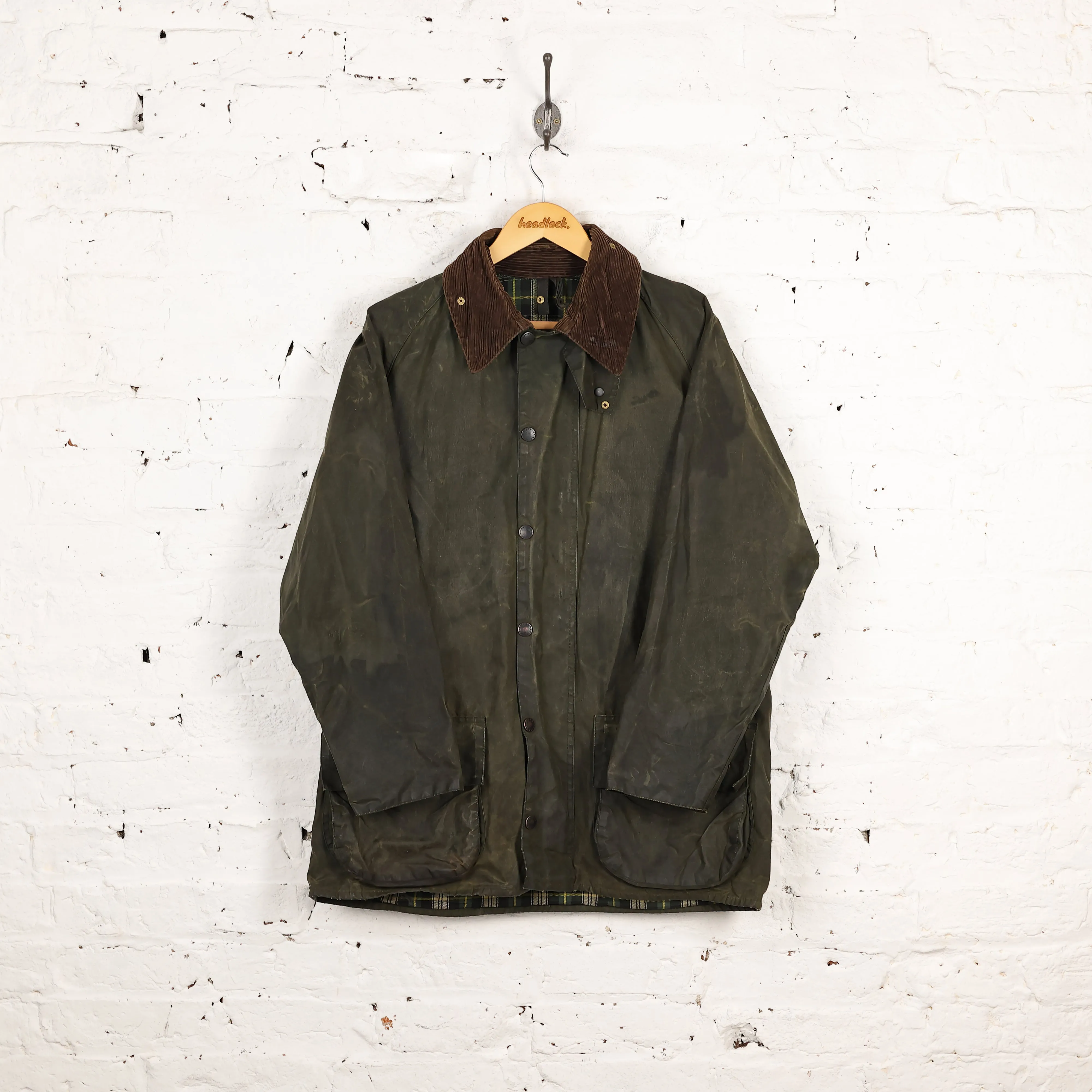Barbour Beaufort Wax Jacket Coat - Green - L
