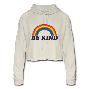 Be Kind LGBTQ Rainbow Pride Women’s Cropped Premium Pullover Hoodie