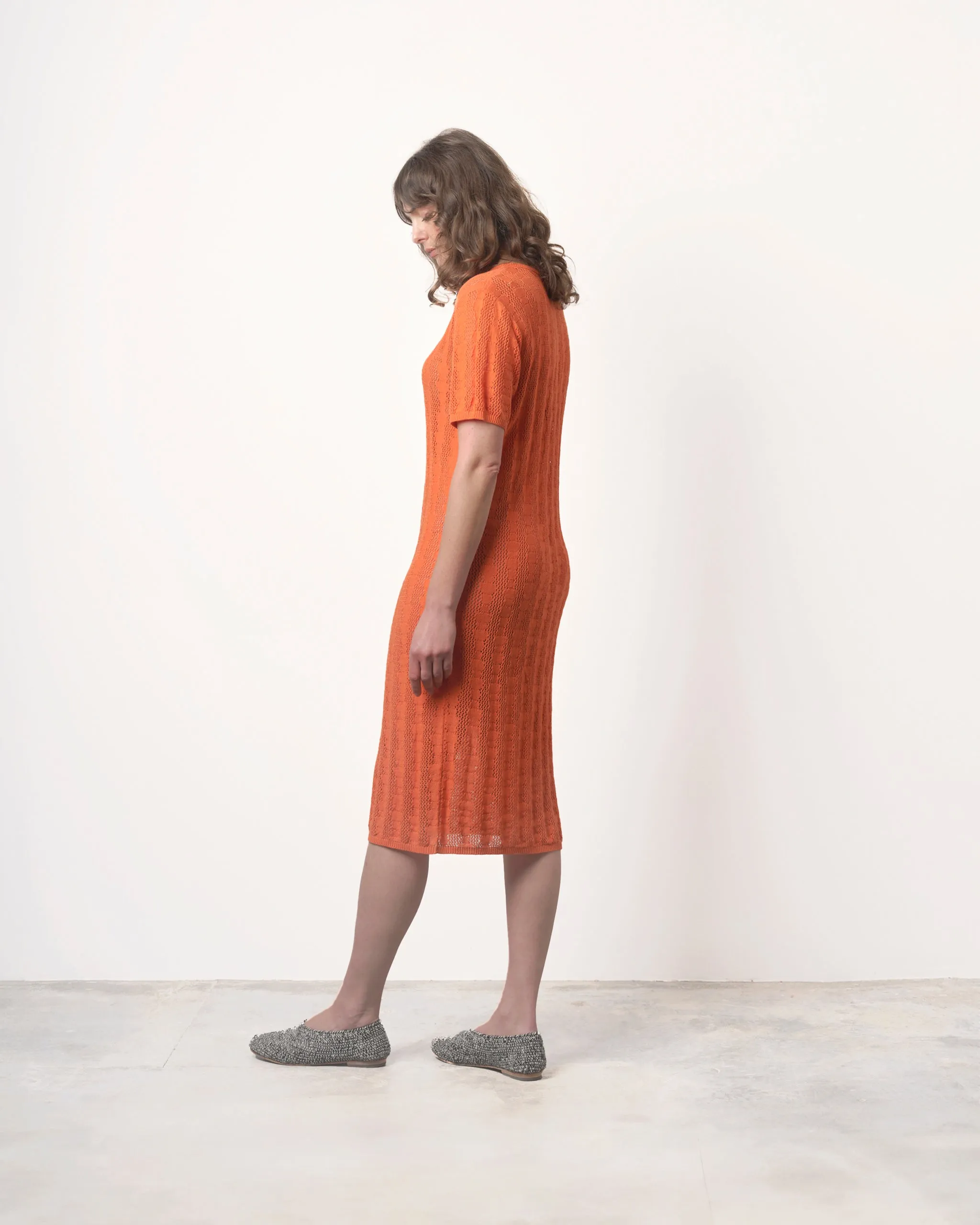 Bead Curtain Lace T-Shirt Dress in Jello