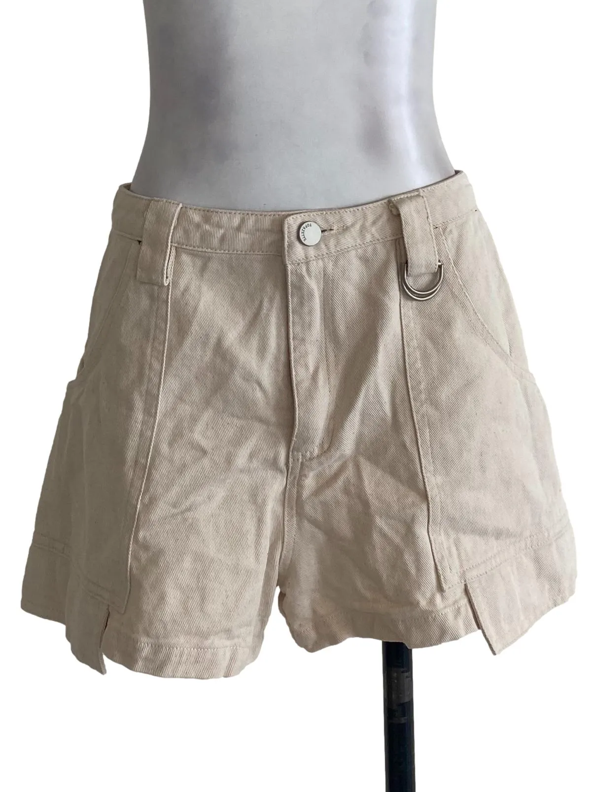 Beige Denim Shorts