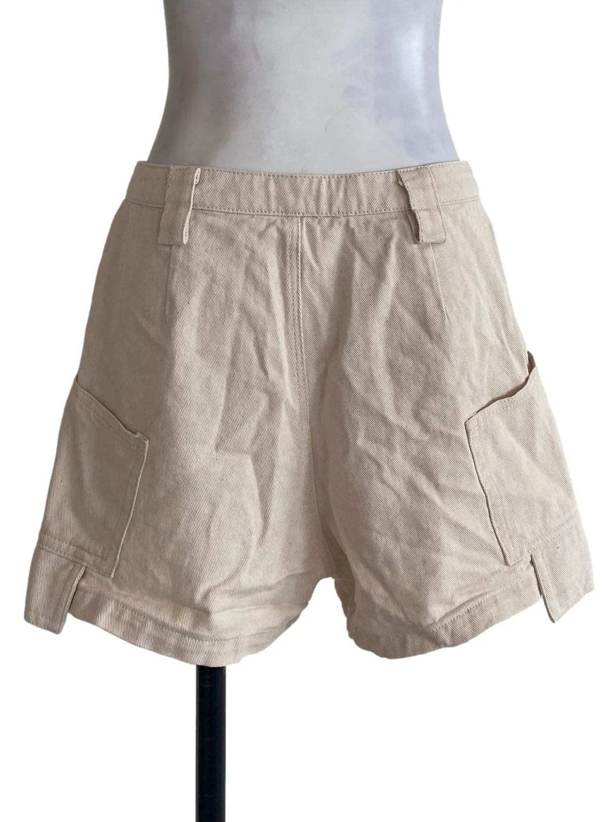 Beige Denim Shorts