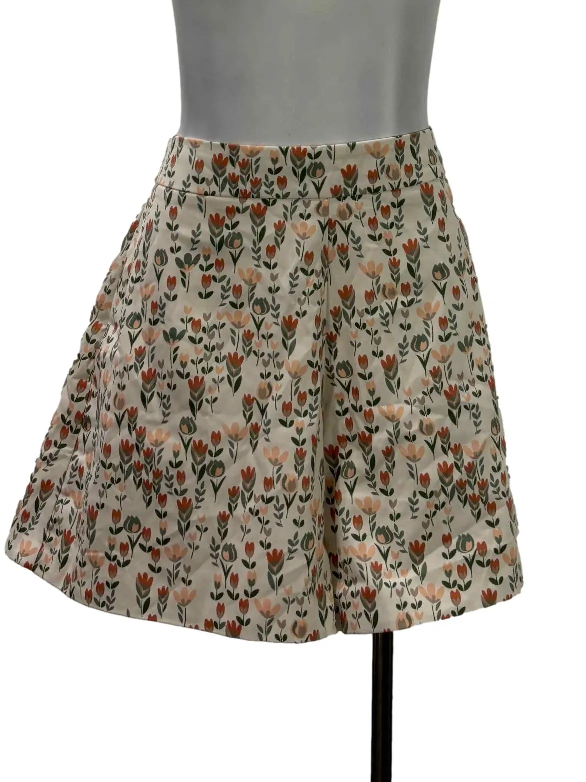 Beige Floral Shorts