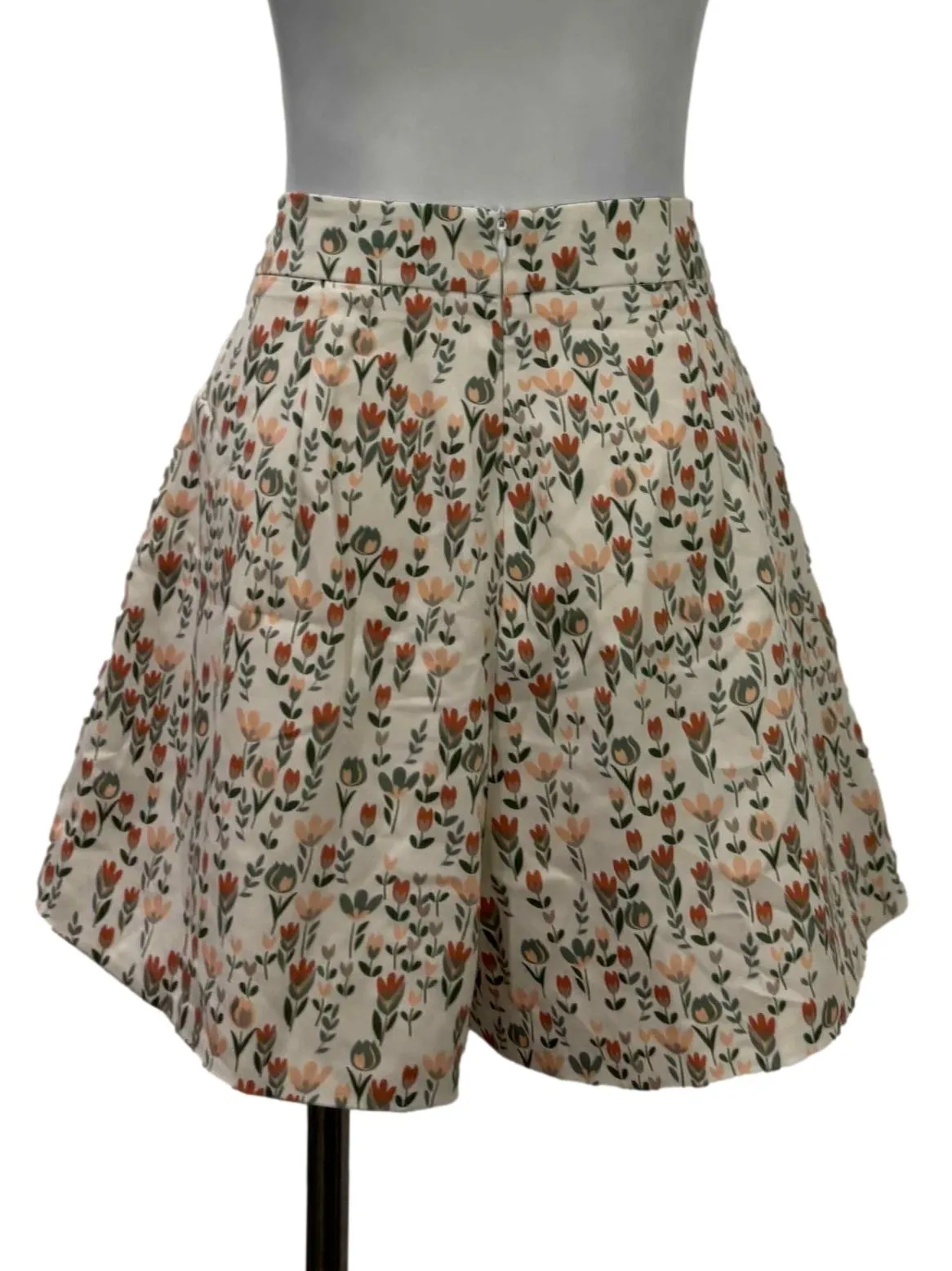 Beige Floral Shorts