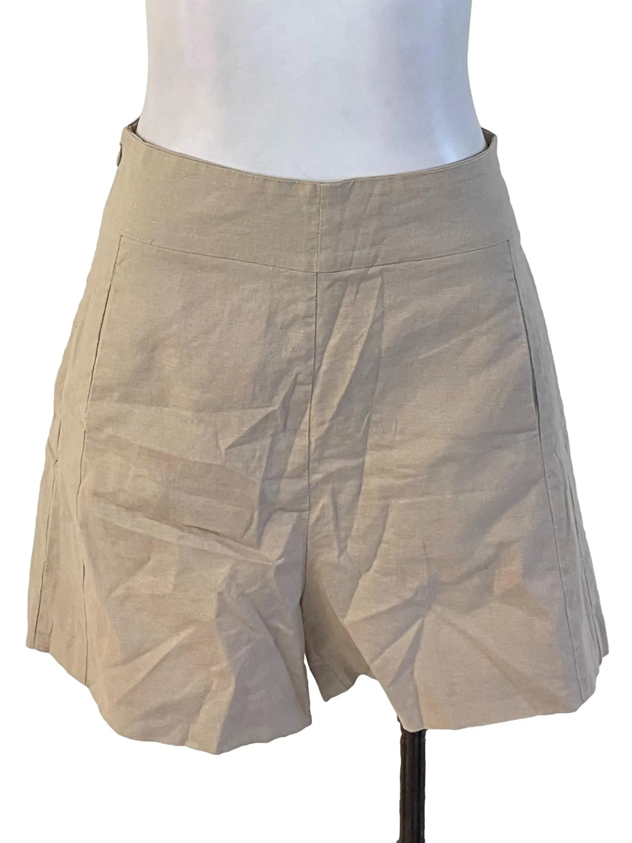 Beige High Waist Shorts