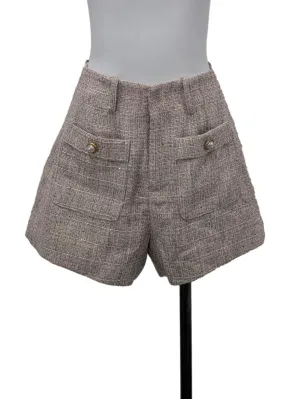 Beige Knitted Pearl Shorts