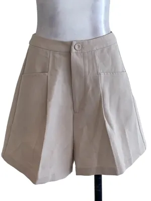 Beige Plain Shorts