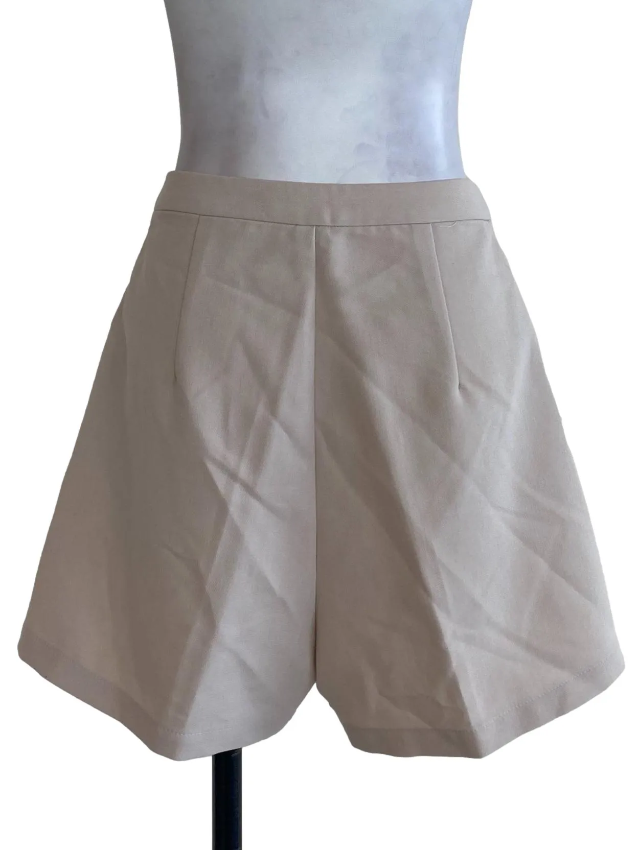 Beige Plain Shorts