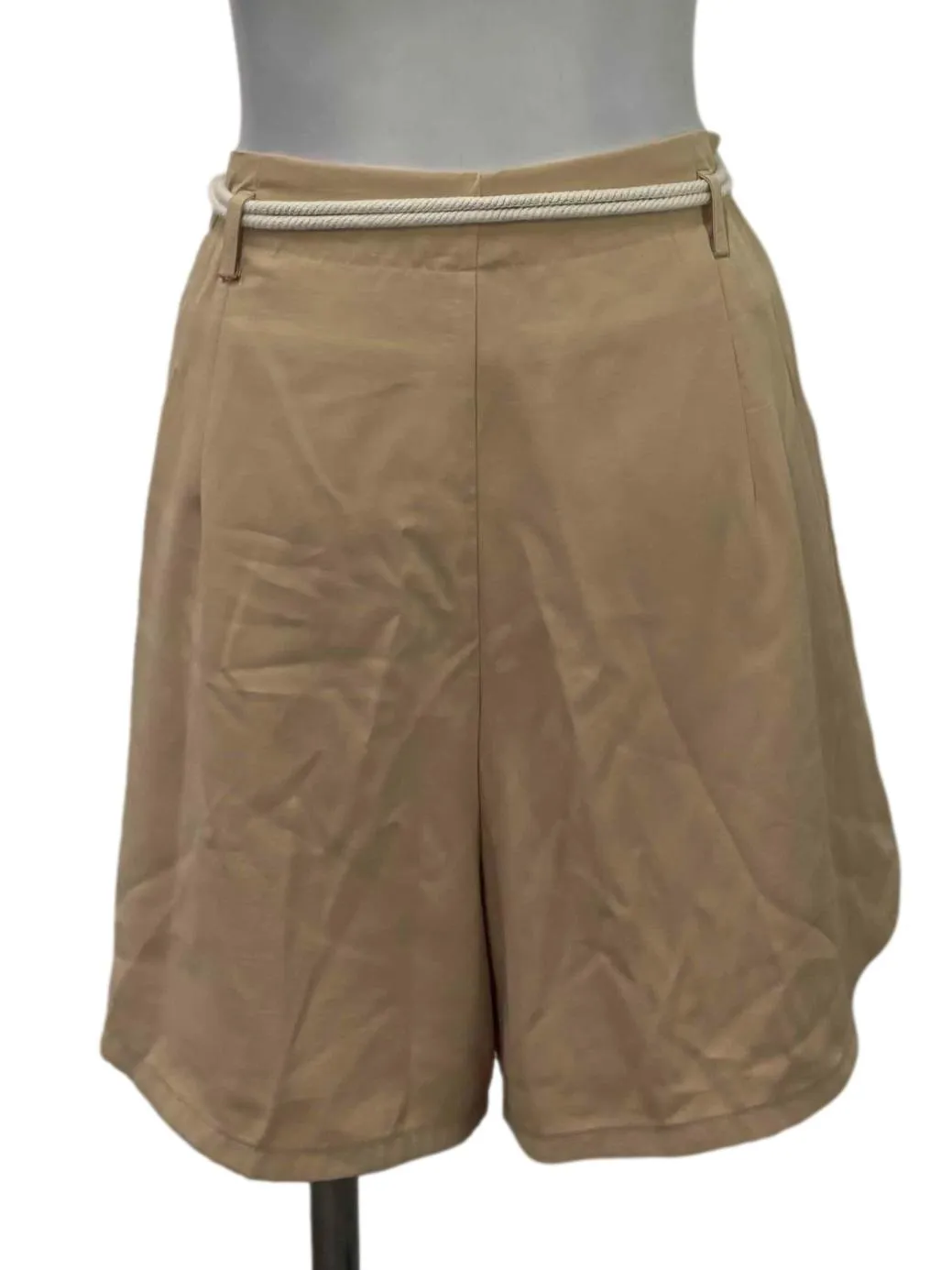 Beige Pleated Shorts