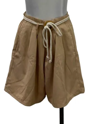 Beige Pleated Shorts