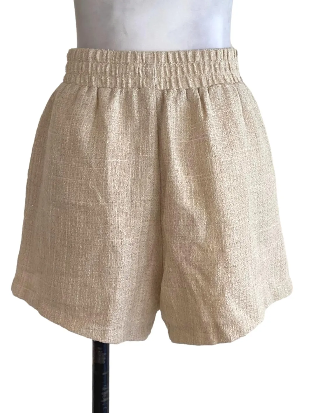 Beige Tweed Shorts
