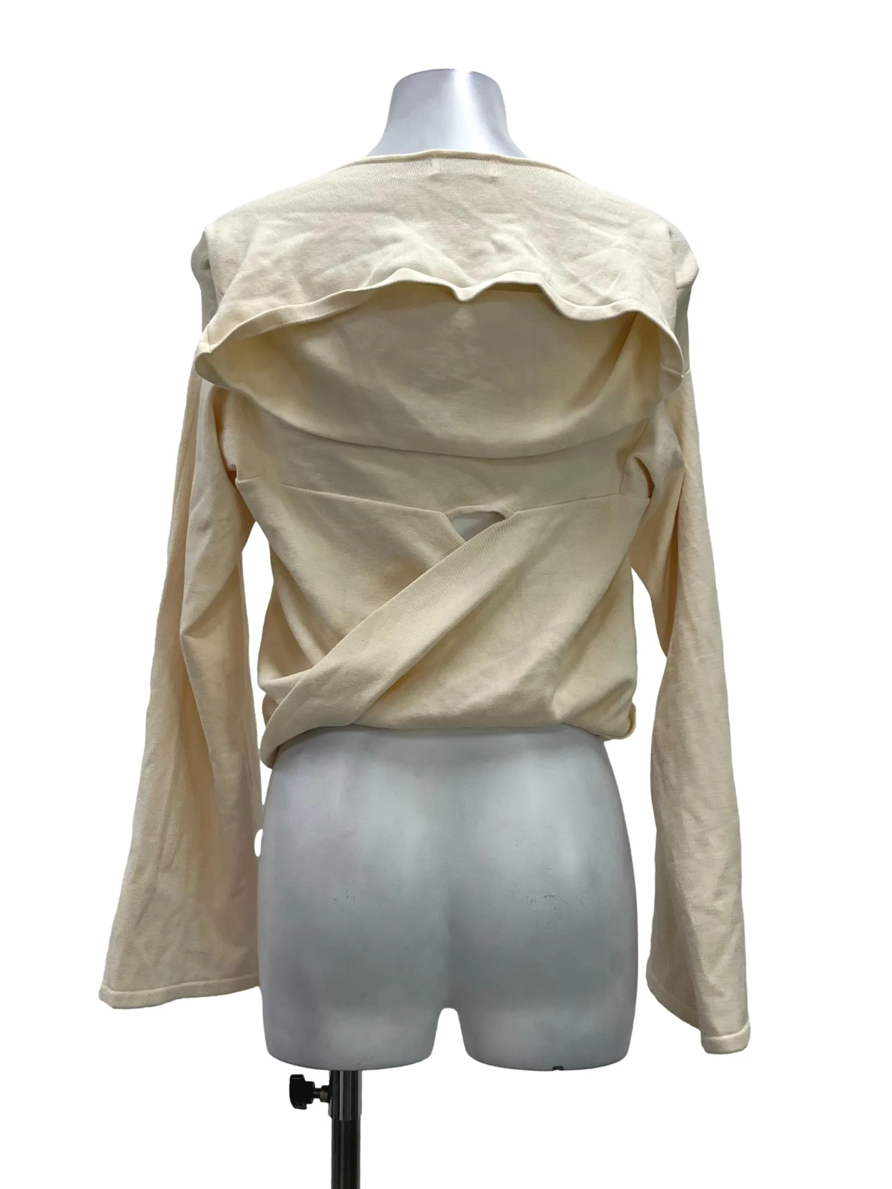 Beige Wrap Ribbed Top