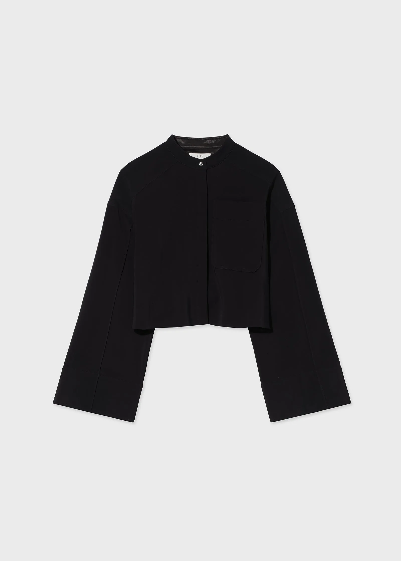 Bell Sleeve Blouse in Crepe - Black