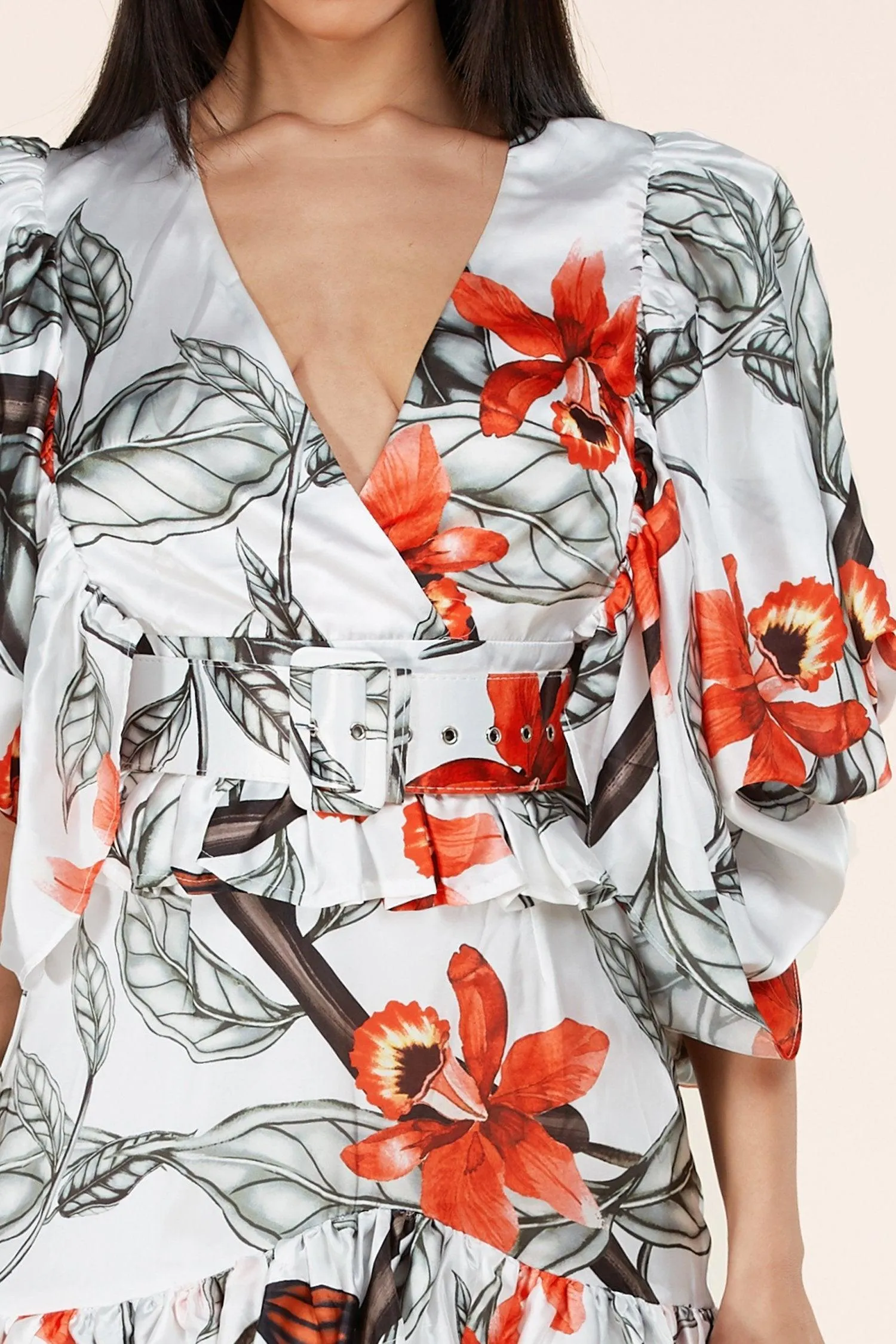 BIG FLOWER RUFFLE MINI DRESS